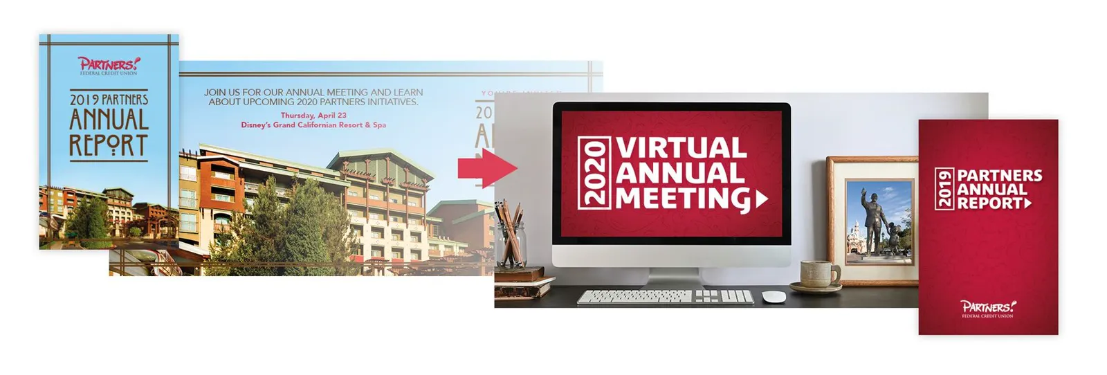 The rebuilt virtual event creative laid out on a Niice board.