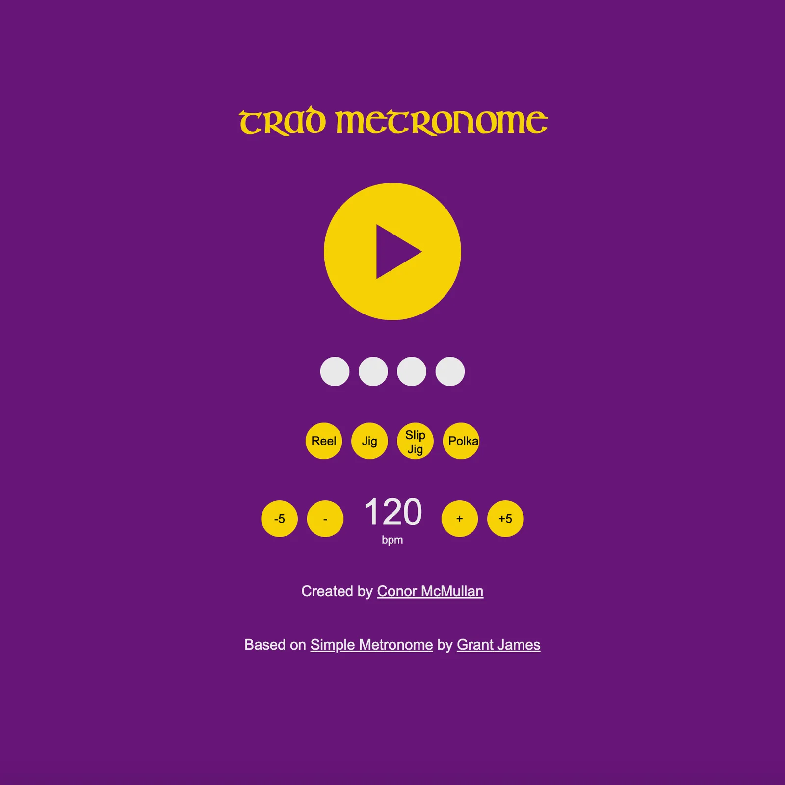The Trad Metronome interface.